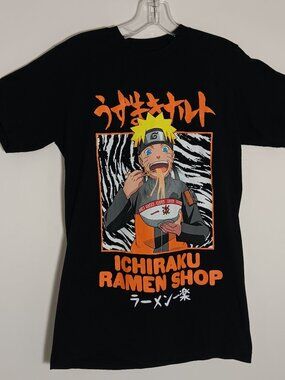 Naruto shippuden ichiraku Ramen shop graphic Tshirt mens small black anime